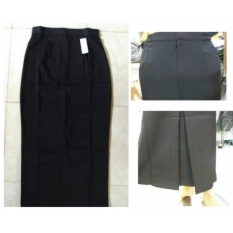 Rok Span Panjang Model Belahan Rempel - Hitam