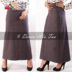 Rok Zetha ukuran S, M, L, XL Denim Full Black /Rok Kerja Wanita/Rok Cewek Panjang/Rok Panjang