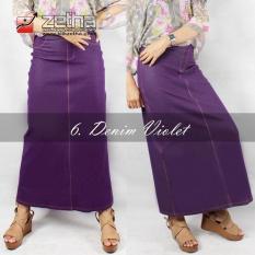 Rok Zetha ukuran S, M, L, XL Denim Full Black /Rok Kerja Wanita/Rok Cewek Panjang/Rok Panjang