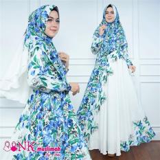 Roman Set Gamis Umroh Dress Khimar Syari Flower Busui LD106