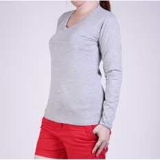 Ronaco Baju Kaos Polos Panjang V Neck 292 - Abu