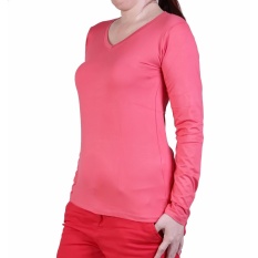 Ronaco Baju Kaos Polos Panjan V Neck 292 - Pink Tua