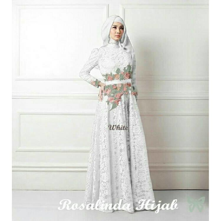 Rosalinda White Busana Muslim Pesta Wanita Terbaru Gamis Terbaru