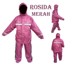 Rosida Jas Hujan Stelan Jaket Celana 2 Lapis New Desain Sporty Tipe R882 Suit - Merah Marun