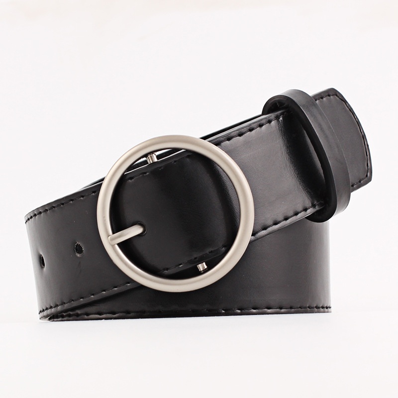 Round Buckle Belt Lebar Belt Jeans Dekoratif Jarum Buckle Sabuk Wanita-Intl