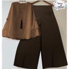RULIVA - STELAN KULOT BUBLE CREEPE POLOS SETELAN KULOT SET BAJU DAN CELANA MUSLIMAH