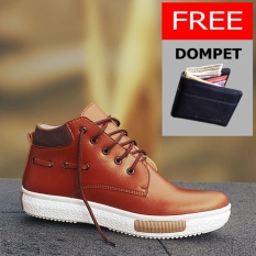 S. van Decka D-MTZ736-03T Sepatu Kasual Pria - Tan+Bonus Dompet