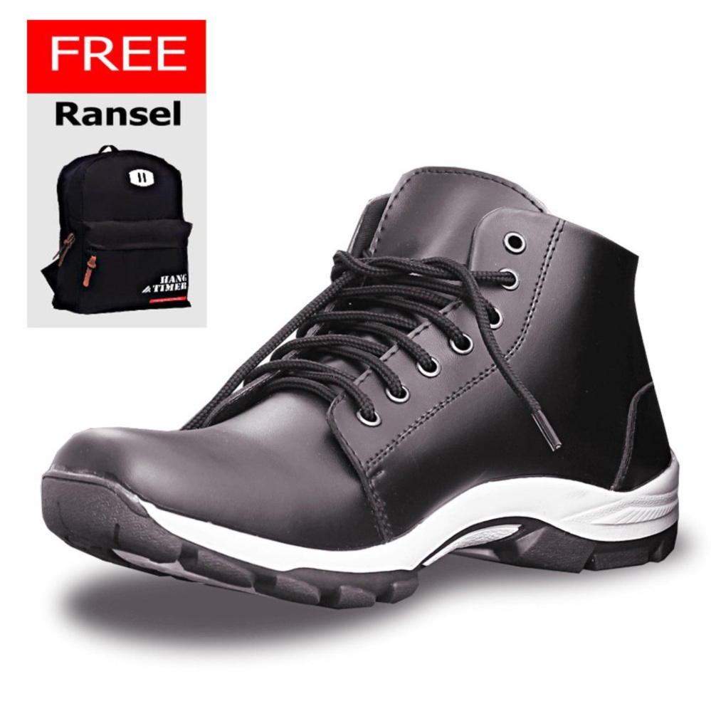 S. van Decka R-XWR010 Sepatu Kasual Pria - Hitam+ Gratis Tas Ransel