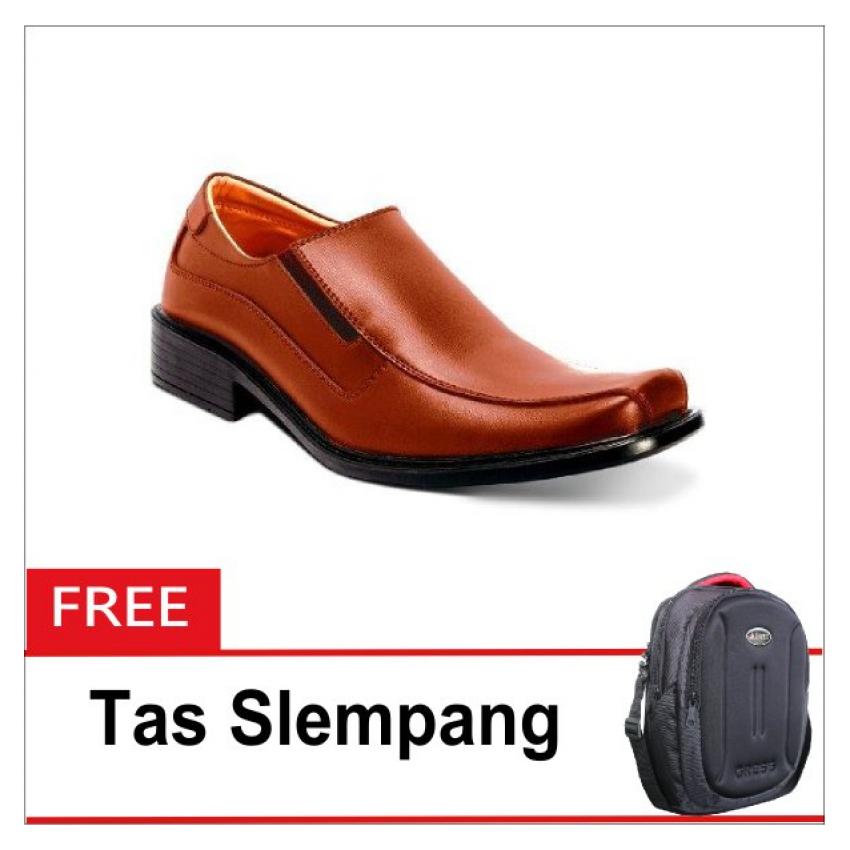 S. van Decka T-TK018T Sepatu Formal Pria - Tan + Free Tas Slempang