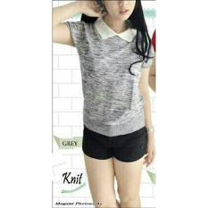 LF Blouse Kerah Wanita Bahan Rajut Bahan Adem Import / Polo Tshirt (Omina isstw kw pendek) NR - Abu / atasan wanita / Baju Lebaran 2018 / Baju Cewek Casual / Baju Lucu D3C
