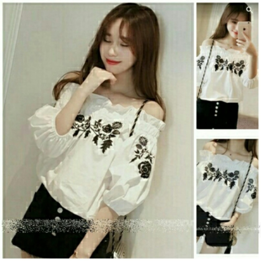 vanessa sabrina rose hitam / Blouse Sabrina White / Baju Wanita / Blouse Korea / Atasan Wanita / Baju Formal / Kemeja Wanita / Kemeja Formal / Atasan Muslim / Kemeja Cewek Tunik / Kemeja Kerja / Kemeja Katun / Baju Sabrina  