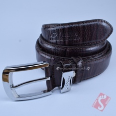 Sabuk Ikat Pinggang Gesper Kulit Asli Pria Original Coklat Tua Gio GIO-003