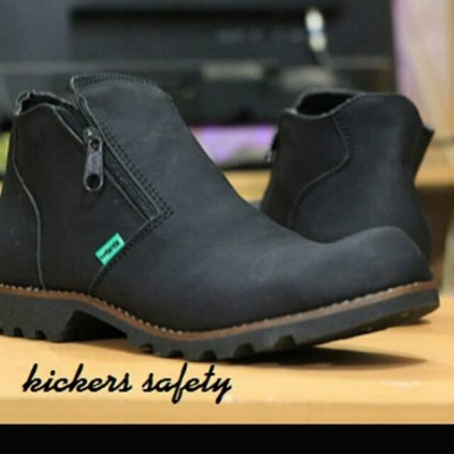 safety - Sepatu Boots Safety Kickers Resleting Pria - Warna hitam / Ujung Besi / Sepatu Pria / Sepatu Safety