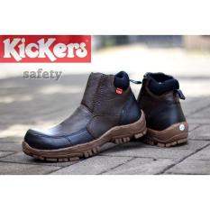 safety shoes resleting sepatu proyek berat Piede Boots Adventure Safety Ujung Besi Kulit Asli Kasual Kerja Pria Santai Jalan Keren Murah Ori