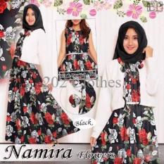 Sale Baju Gamis Baju Muslim Baju Gamis Fashion NAMIRA FLOWER HITAM Model