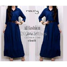 Sale Busana Muslim Gamis Simpel Maxi Navy Baju Wanita Remaja Murah