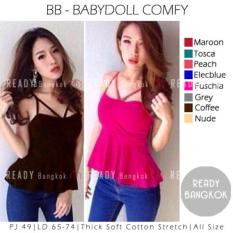 SALE PROMO 48K BABYDOLL ATASAN WANITA BANGKOK TANKTOP BABY DOLL PEPLUM IMPORT BANGKOK COMFY TOP