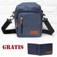 Salvo tas pria/ tas selempang / tas slempang / tas pria/ tas murah / tas pria murah / tas pria terbaru / tas kerja SV44-biru   GRATIS dompet SV49