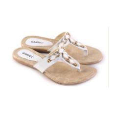 Sandal / sendal sepatu flat wanita kulit putih Garsel L 507 cibaduyut