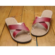 Sandal slop silang Wanita-sandal casual wanita cantik/sandal kulit sintetis wanita