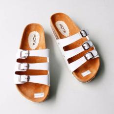 Pluvia - Sandal Flat Selop Wanita Santai Footbed ST03 - Putih