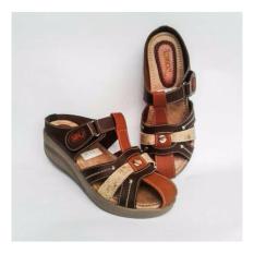 SANDAL WANITA WEDGES MULAN CANTIK COKLAT TUA