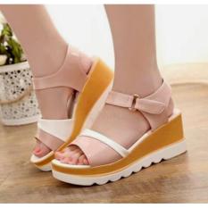 Sandal Wanita Wedges Casual Elegan SDW245 COKLAT SALEM (PREMIUM) TERMURAH / TERLARIS