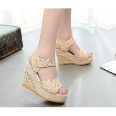 Sandal Wedges DNF 0055 Cream Murah / sandal pesta wanita / sandal wanita murah / sandal wanita terbaru