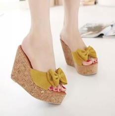 SANDAL WEDGES PITA WANITA MURAH TB-1113 KUNING TBS