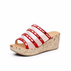 Sandal Sandal Lady Wedges Korea Tinggi Kualitas Musim Panas Wanita Platform Slides (Merah)-Intl