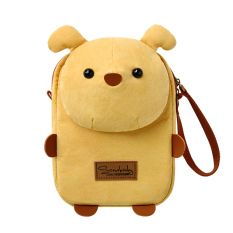Sansebuding Gaya Jepang Asli 软帆布 Tas Selempang Tas Selempang Kecil (Dua Bawa Anjing Jalan Roti Panggang Tas-Coklat Kekuningan)