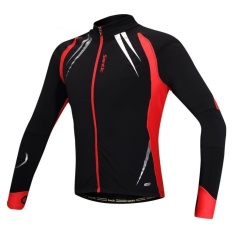Santic Fleece Thermal Panjang Jersey Jaket Musim Dingin Gabriel Hitam Merah-Intl