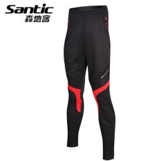 Santic Pria Bersepeda Fleece Celana Musim Dingin Hangat Celana Panjang Hitam Batu Merah
