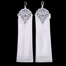 Satin Merah Baru Putih Gaun Pengantin Sarung Tangan Mempelai Wanita Sarung Tangan (Off-White (Tidak Ada Mulut Lengan Baju Lipatan))