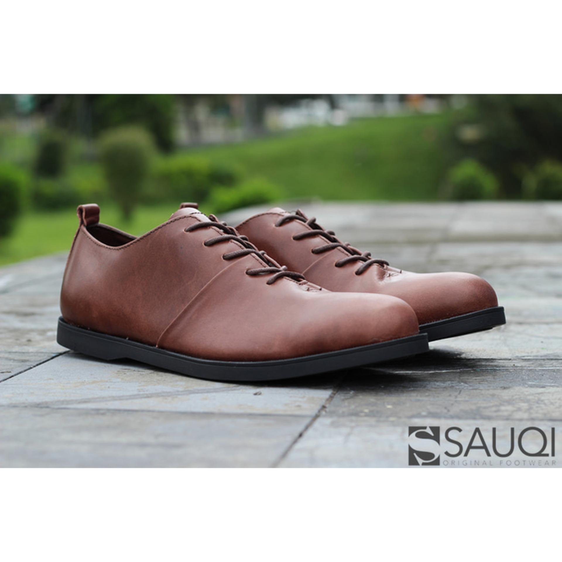 Sauqi Brodo Low Sepatu Casual Formal Loafers Pria Kulit Kuliah Kantor
