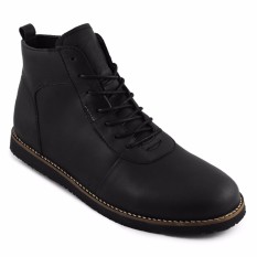 Sauqi Brodo Sepatu Boots Pria - Kulit Asli Black
