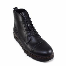 Sauqi Footwear Kops Sepatu Pria Boots Sepatu Kulit Asli Fashion - Hitam