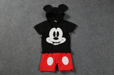 Sayang Anak-anak Kartun Perempuan Lengan Pendek Anak Laki-laki Ganda Kembar Busana Anak-anak Musim Panas (Mickey Celana Set)