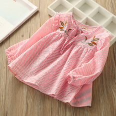 Sayang Korea Fashion Style Bordir Baru Bayi Blus Baby Doll Gadis Atasan (Pink)