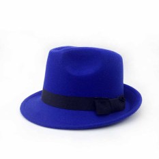 Sayang Korea Modis Gaya Wol Pria atau Wanita Anak Topi Jazz Topi Kecil (Topi Sekitar Ada Lingkar Kepala Gelang karet + Biru Tua)
