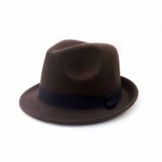 Sayang Korea Modis Gaya Wol Pria atau Wanita Anak Topi Jazz Topi Kecil (Topi Sekitar Ada Lingkar Kepala Gelang karet + Coklat Gelap)