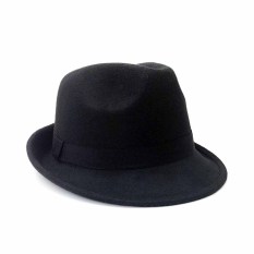 Sayang Korea Fashion Style Wol Pria Dan Wanita Anak Topi Jazz Topi Kecil (Topi Sekitar Ada Lingkar Kepala Gelang Karet + Hitam)
