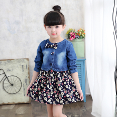 Sayang Musim Semi atau Gugur Baru Gadis Gaun (Biru Tua Warna)