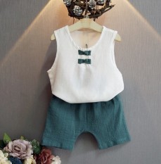 Rok Etnik Kain Linen Cheongsam Anak-anak Cina (Anak Celana Set)