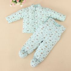 Sayang Rajut Baju Katun Kapas Murni Bayi Baru Lahir Sayang Celana Penghangat (Biru Kartun)