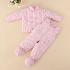 Sayang Rajut Baju Katun Kapas Murni Bayi Baru Lahir Sayang Celana Penghangat (Merah Muda Bentuk Jantung Hati