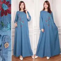 ... Sb collection Maxi dress Cleo Jeans Jumbo gamis bordir Biru Muda Source SB Collection Dress