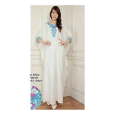 SB Collection Kaftan Snowy Gamis Jumbo Maxi Dress Bordir-Putih