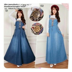 SB Collection Maxi Dress Adeline Overall Jeans Gamis-Biru Tua