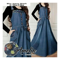 SB Collection Maxi Dress Amelia Overall Gamis Jeans -Biru